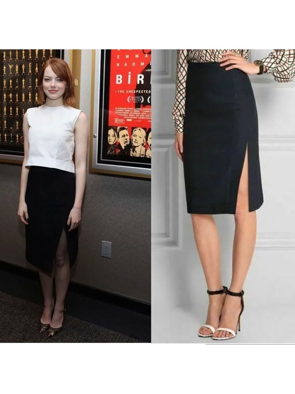 ALTUZARRA black pencil skirt side slit Sz 36 NWOT